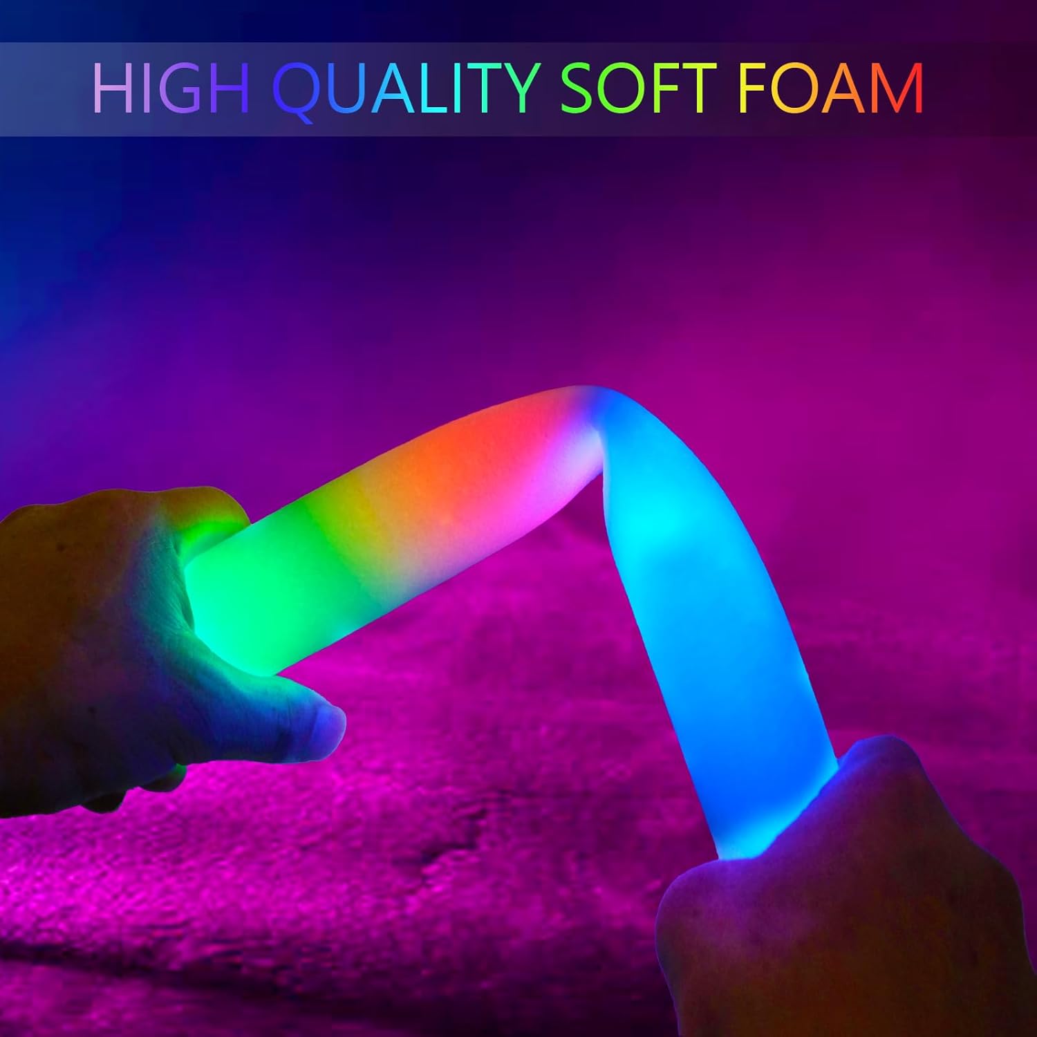24 varillas de espuma brillantes a granel con 3 modos de cambio de color, palos de luz LED, suministros de fiesta que brillan en la oscuridad,