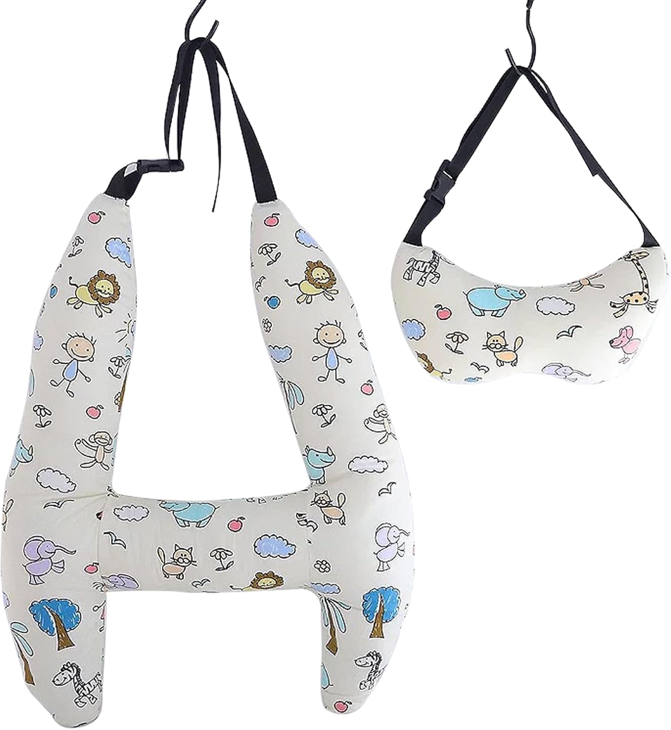 Forma de H soporte para la cabeza del coche para niños, almohada de viaje de coche de 28 x 22 pulgadas con reposacabezas para niños y adultos para