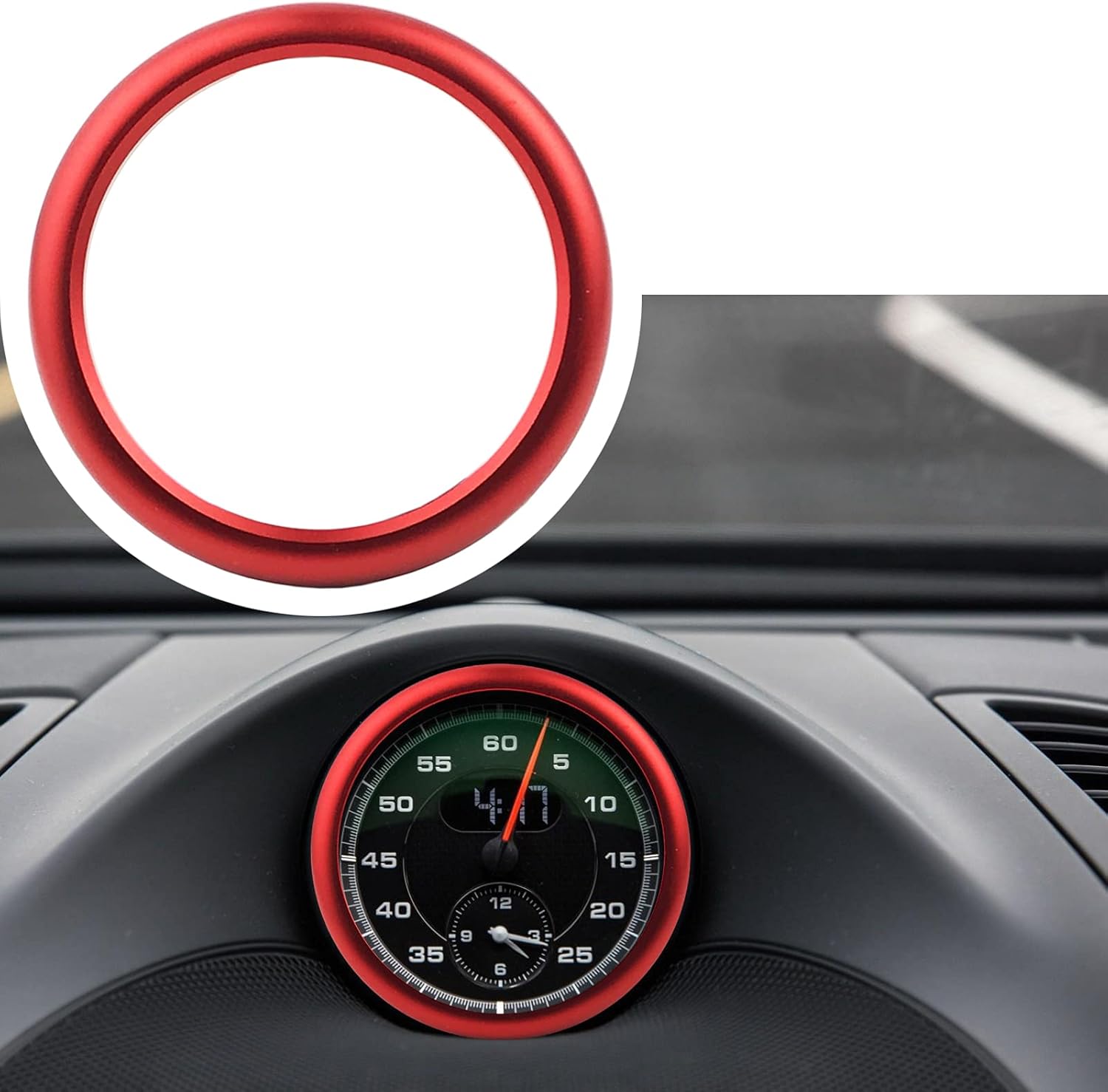 Cubierta de la brújula del reloj central del tablero compatible con Porsche Cayenee Boxster 911 Macan Panamera Accesorios Porsche Emblem Aluminio