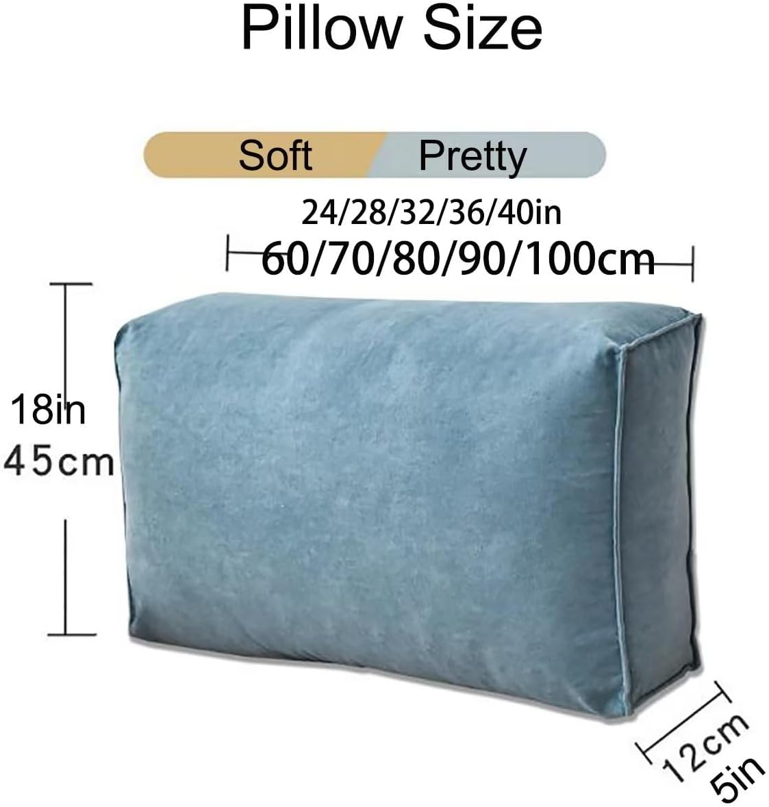 TESICA Almohadas de cabecero, almohada de lectura gris, almohada para cabecero, respaldo de cama, cojín de espalda, cojín de posicionamiento de