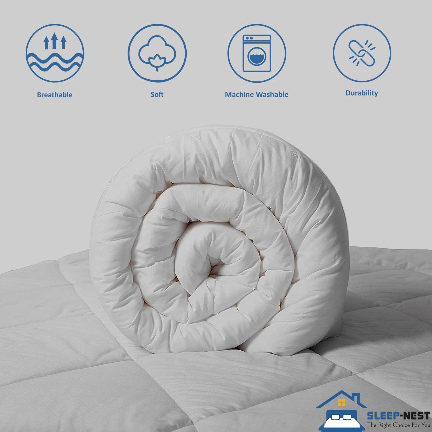 SLEEP-NEST Edredón King extragrande de 128 x 120 pulgadas, exquisito diseño plisado, edredones alternativos de 1 pieza con 8 pestañas  bucles de 400