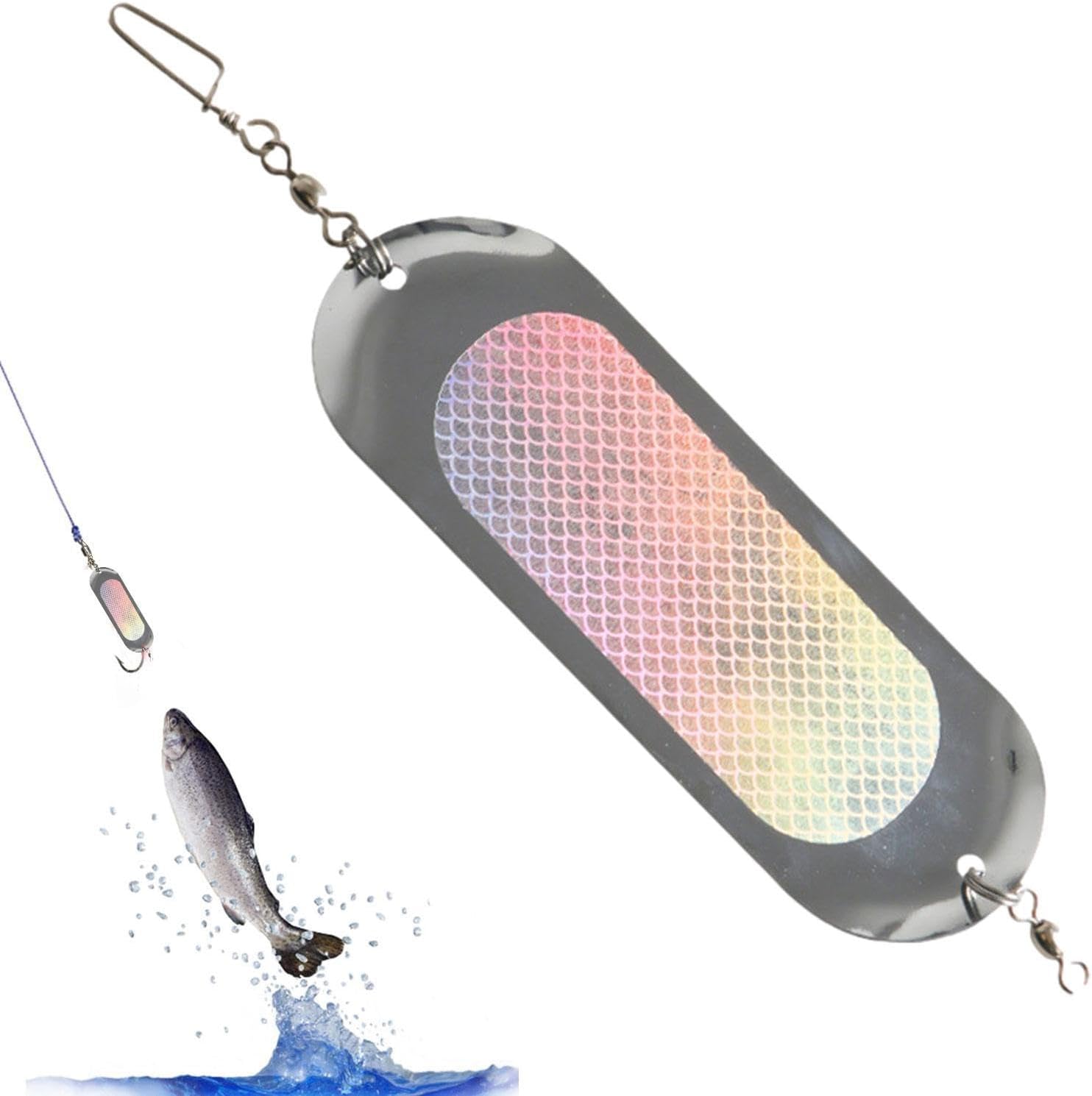 Destellos de pesca, 4.5 pulgadas, esquivador de pesca para troling, señuelos de pesca de 0.81 onzas con luces para agua dulce, Dodgers de pesca y