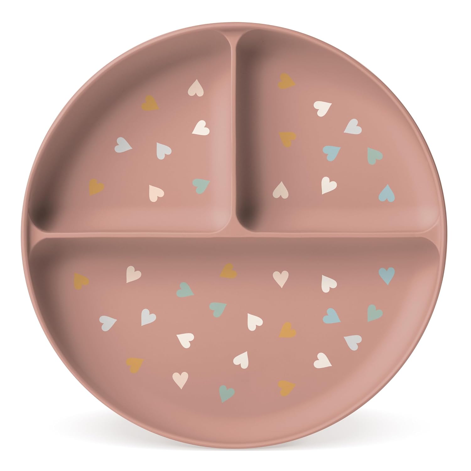Simple Modern Plato de silicona para bebés y niños pequeños  Platos divididos y aptos para microondas para niños  Colección Parker  Corazones en rosa