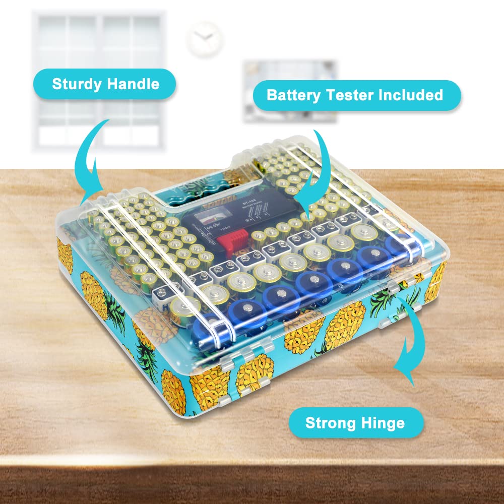 Estuche organizador de batería con probador, caja de almacenamiento de batería impermeable, más de 230 fundas de batería para baterías domésticas