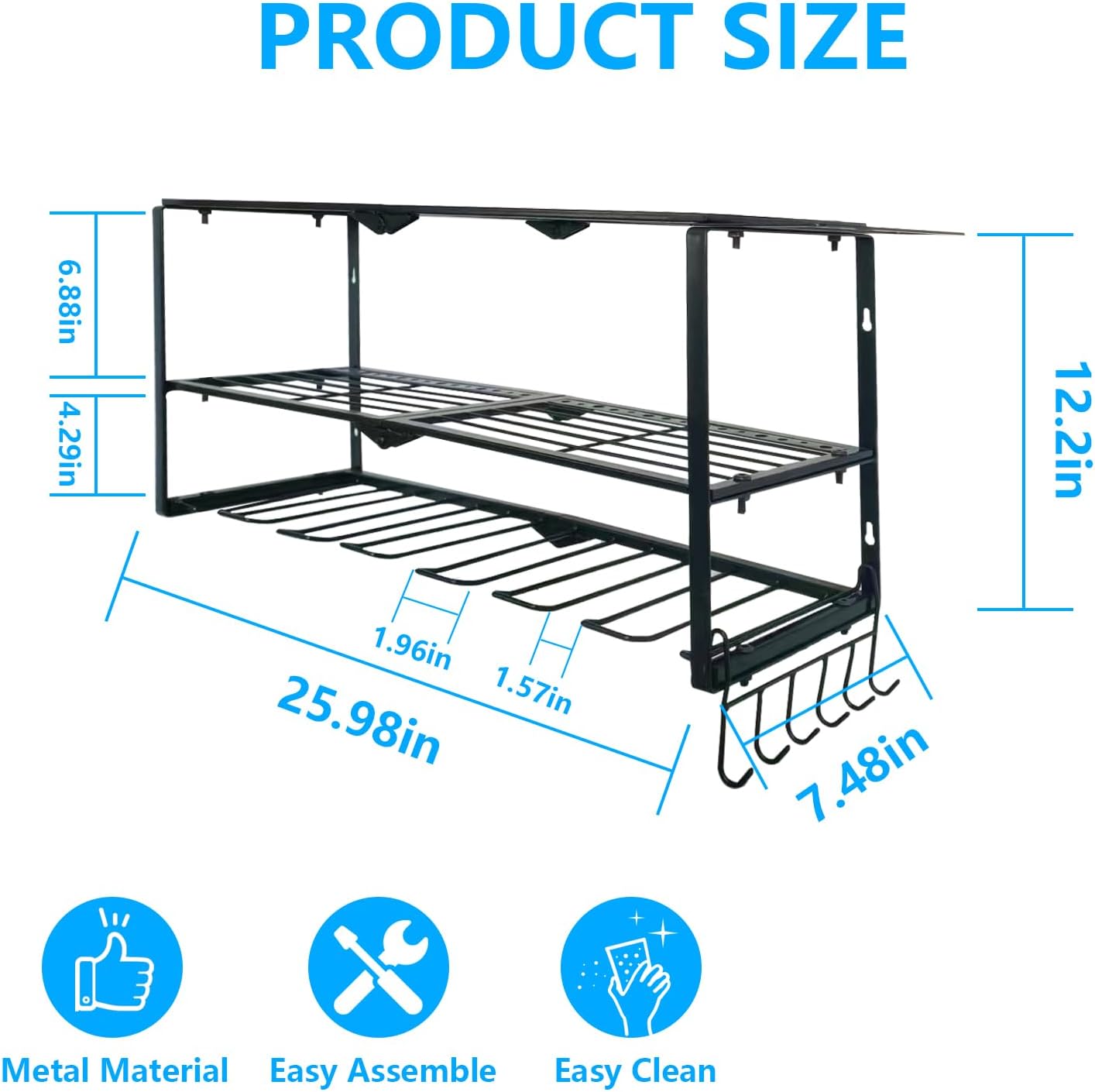 XITAO Organizador de herramientas eléctricas, soporte de pared, 7 soportes para taladro con tableros de clavijas laterales y ganchos, estante de