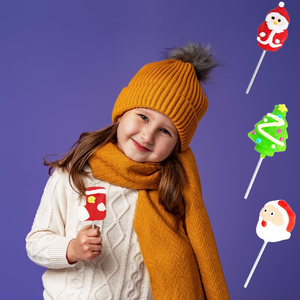 Fruidles Paleta de Navidad, Papá Noel, árbol de Navidad, paletas de bastones de caramelo, envueltas individualmente (paquete de 24)