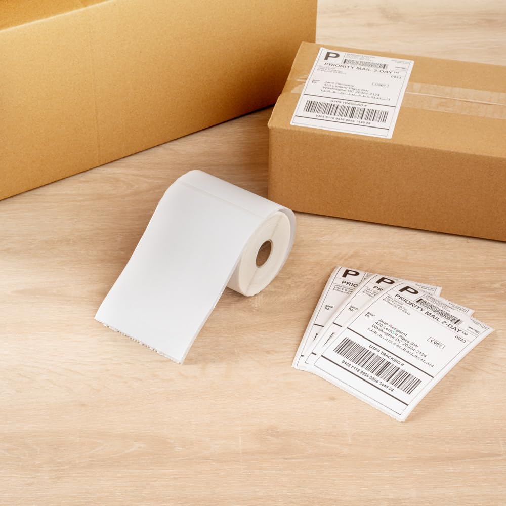 Restaurantware Label Tek – Etiquetas térmicas directas de 6 x 4 pulgadas, 1 rollo de 250 etiquetas, etiquetas térmicas extraíbles, etiquetas