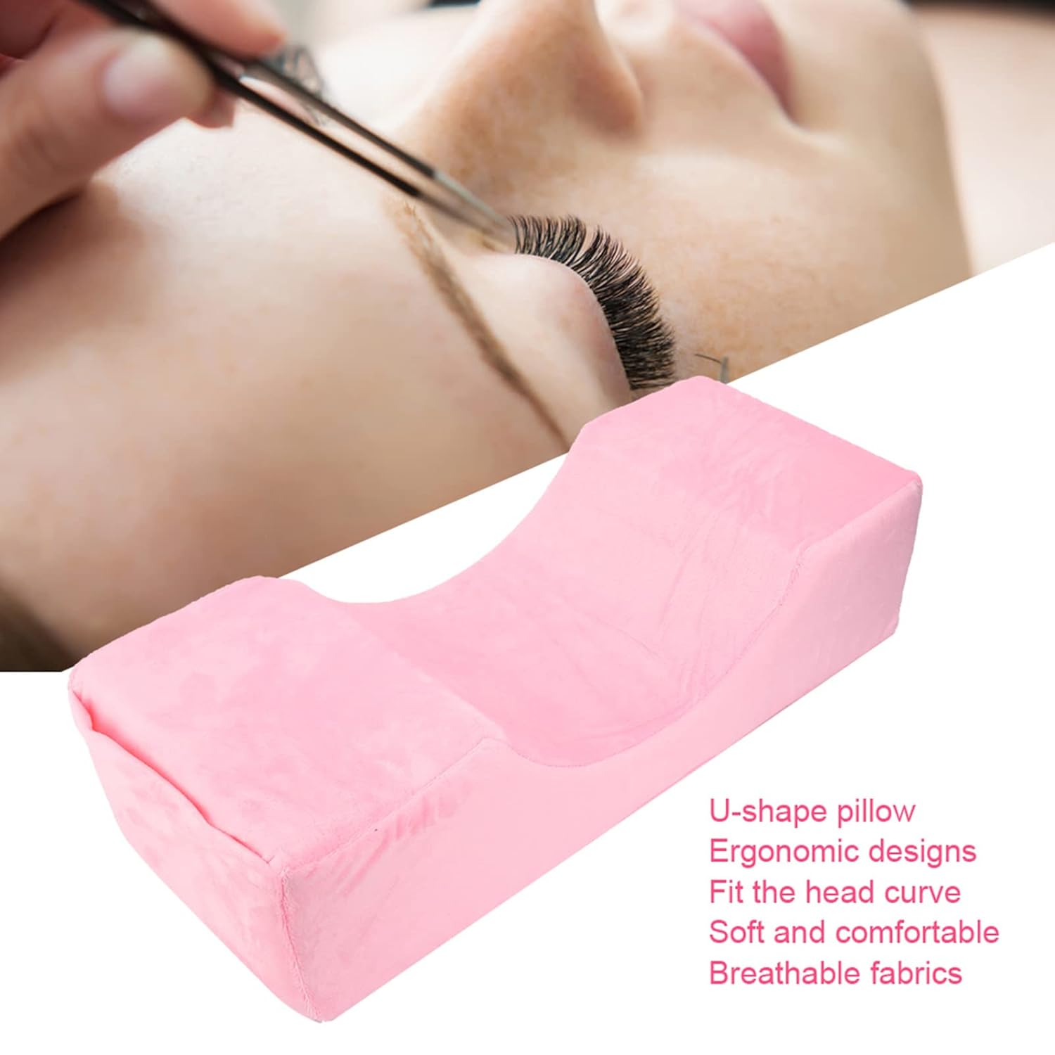Almohada para reposacabezas con soporte para el cuello en forma de U, almohada de extensión de pestañas de injerto de maquillaje, almohada de