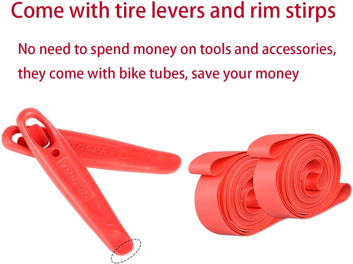Tubo de bicicleta 700x1832C Presta, tubos de bicicleta de carretera con palancas de neumáticos y tiras, tubo 700C compatible con neumáticos 700x18C