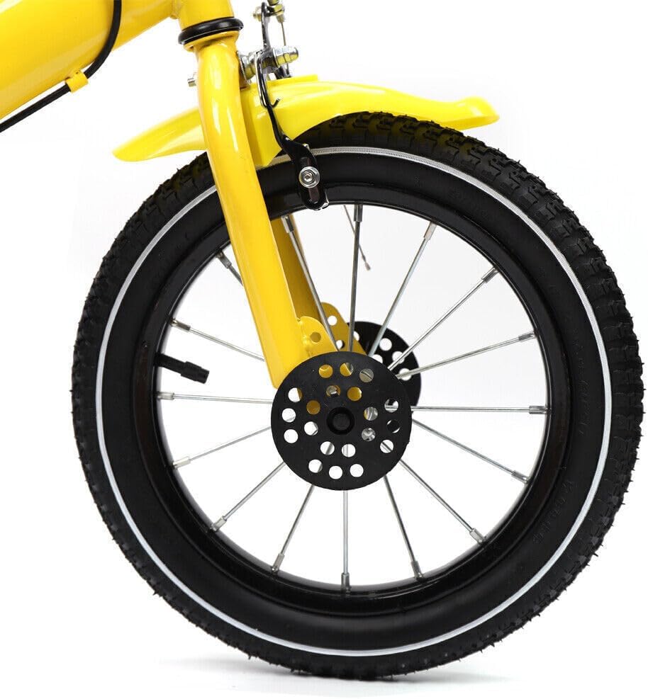 Bicicleta infantil de 14 pulgadas, unisex con rueda de entrenamiento y guardabarros, bicicleta de altura ajustable con acero de alto carbono,
