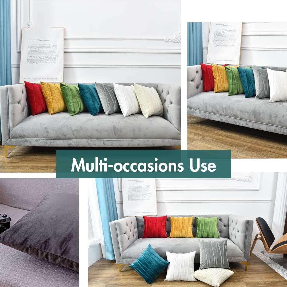 Juego de 2 fundas cuadradas de almohada de terciopelo suave y color liso, para otoño e invierno, funda de almohada decorativa para sillón