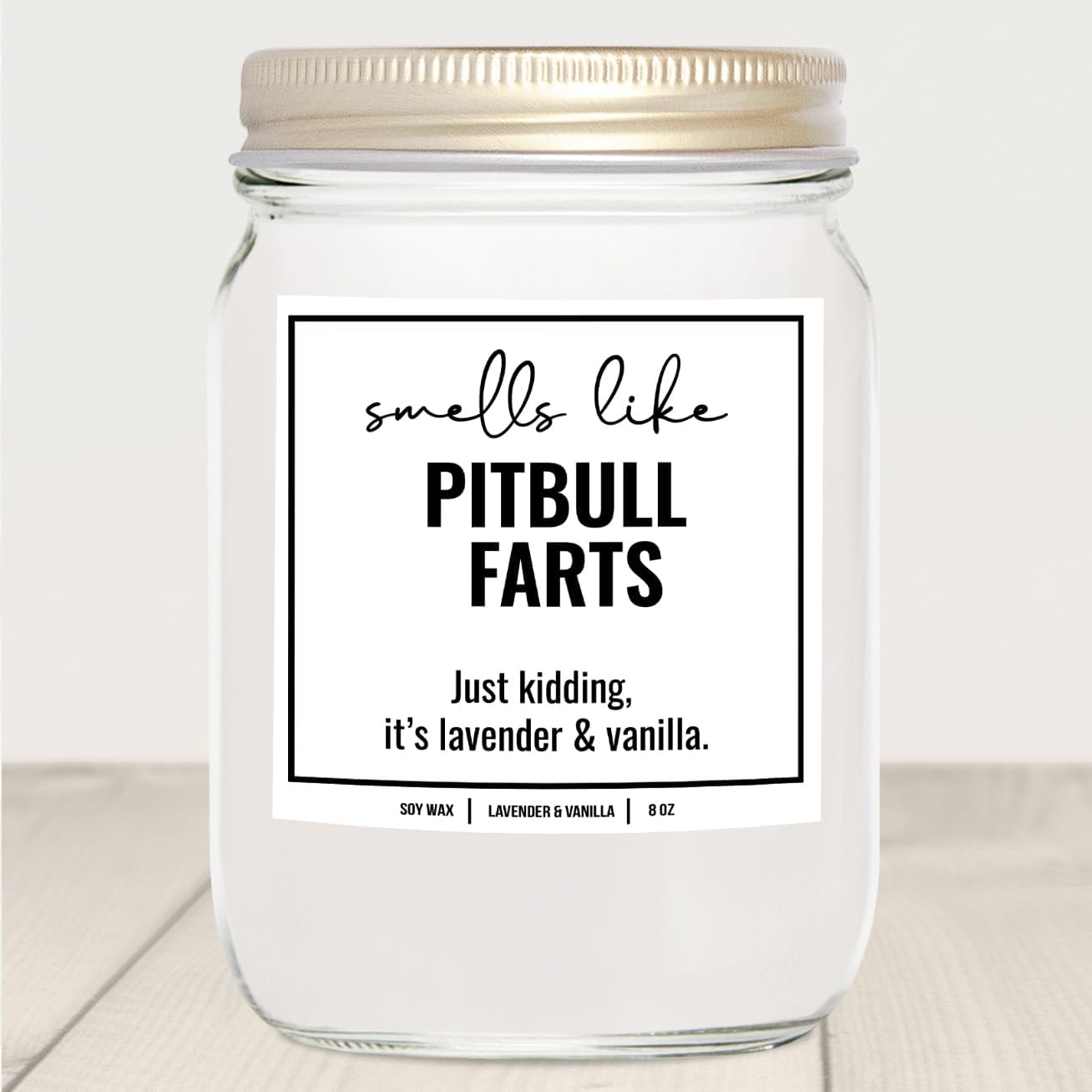 YouNique Designs Vela de soja con olor a pedos de Pitbull, regalos para los amantes de Pitbull, regalos para mamá de Pit Bull para mujeres, regalos