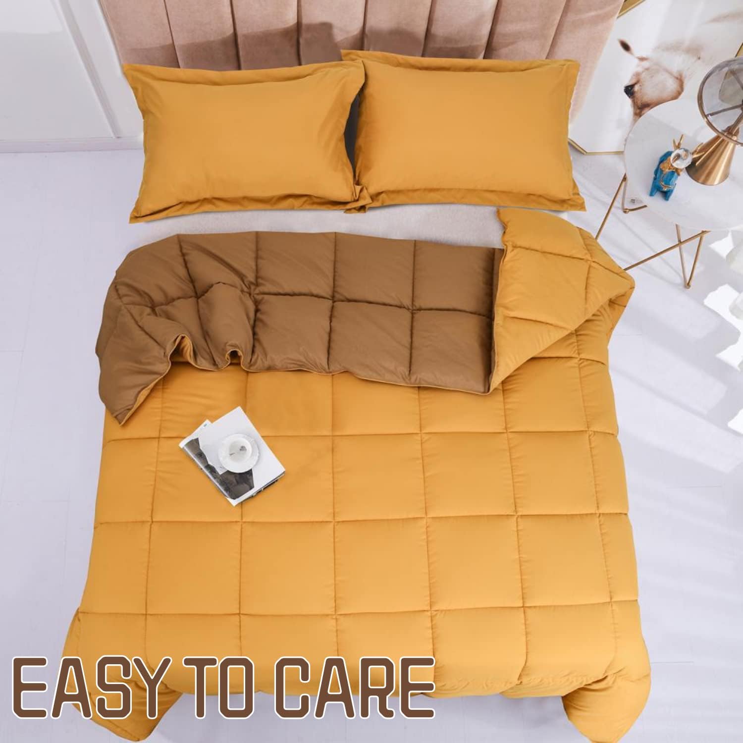 HUAJIE HJ – Juego de edredón reversible reversible de 3 piezas para todas las estaciones, suave y cómodo, lavable a máquina