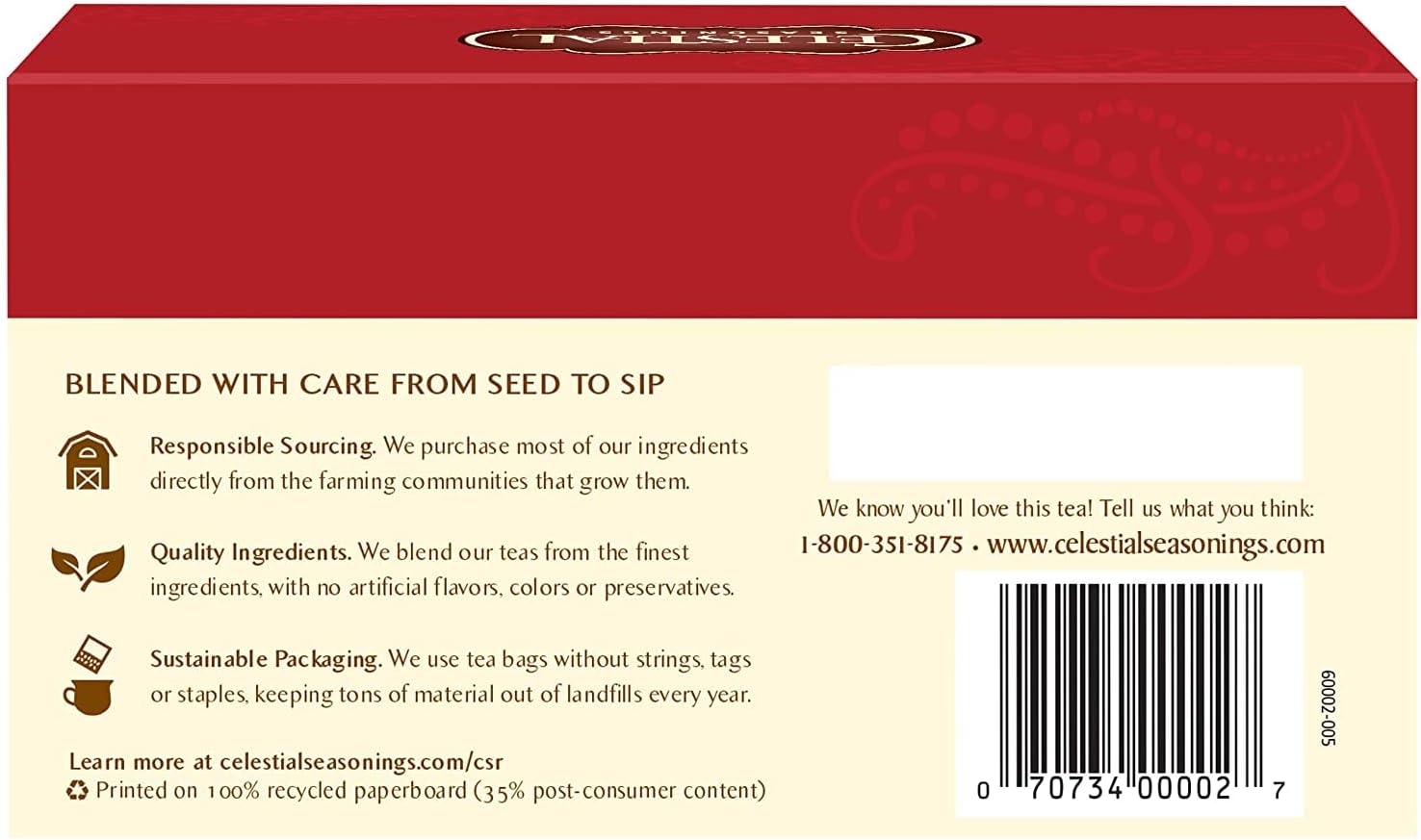 Celestial Seasonings té zngr Rojo