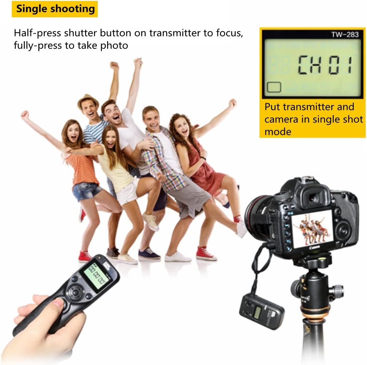 Pixel Temporizador inalámbrico TW283-L1 Control remoto de liberación de obturador compatible con Panasonic S5, S1, G95, G91, G90, FZ10002, G9, GH5,