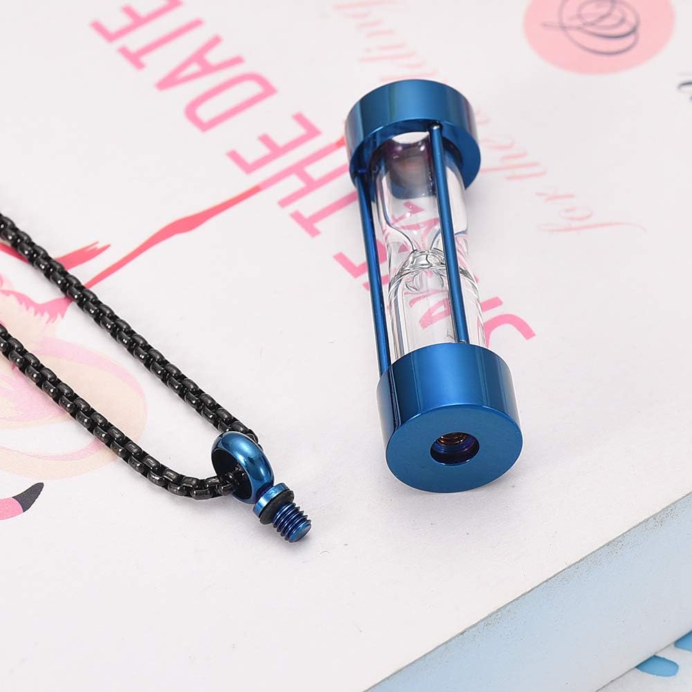 Oinsi Eternity Memory – Collar de urna de reloj de arena para cremación, colgantes de joyería para mujeres y hombres, caja de regalo + kits de