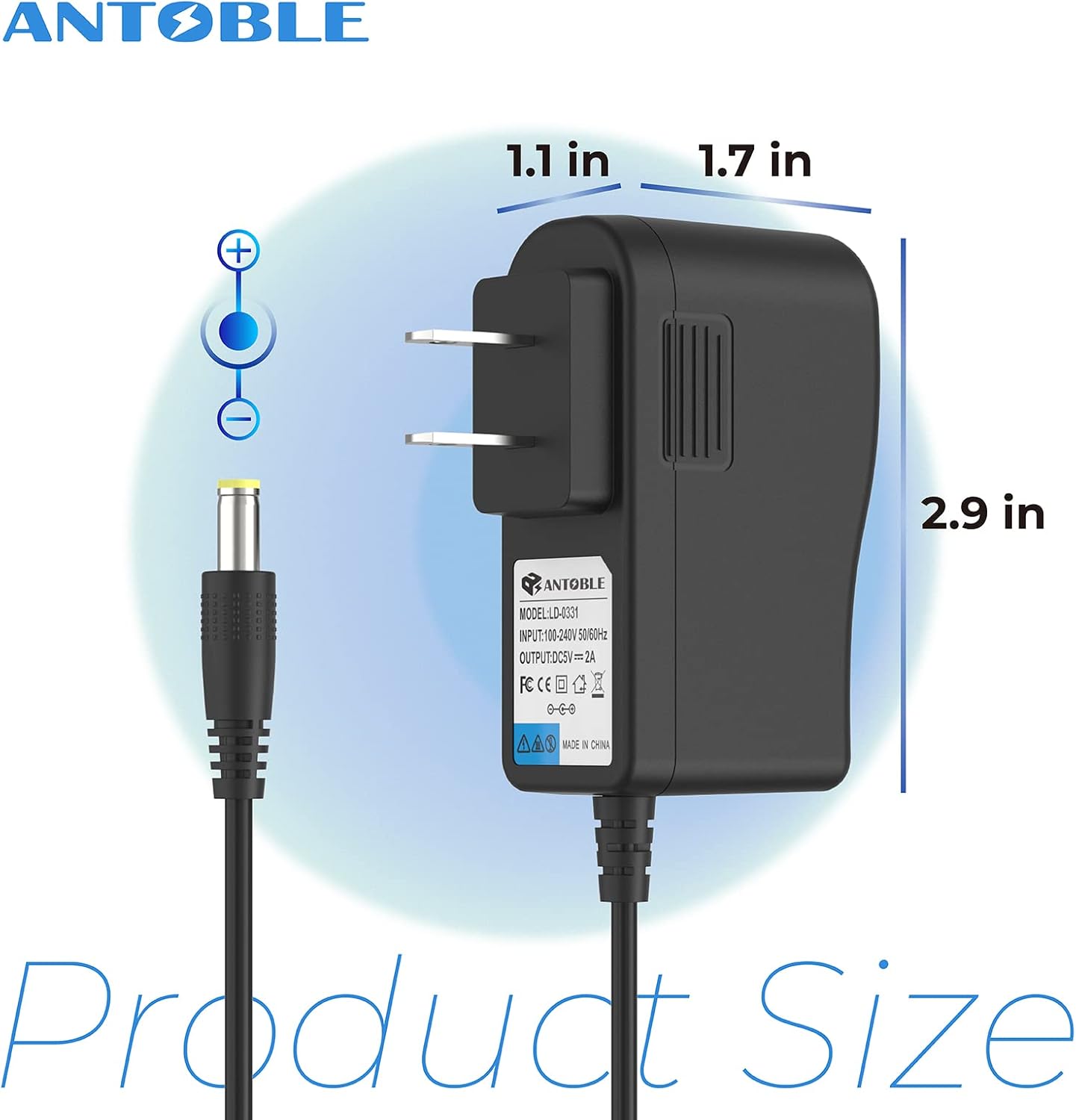 ANTOBLE Adaptador de corriente compatible con Yealink T54W Fuente de alimentación Yea-ps5v2000us Voip Adaptadores de Teléfono para el Hogar Cargador