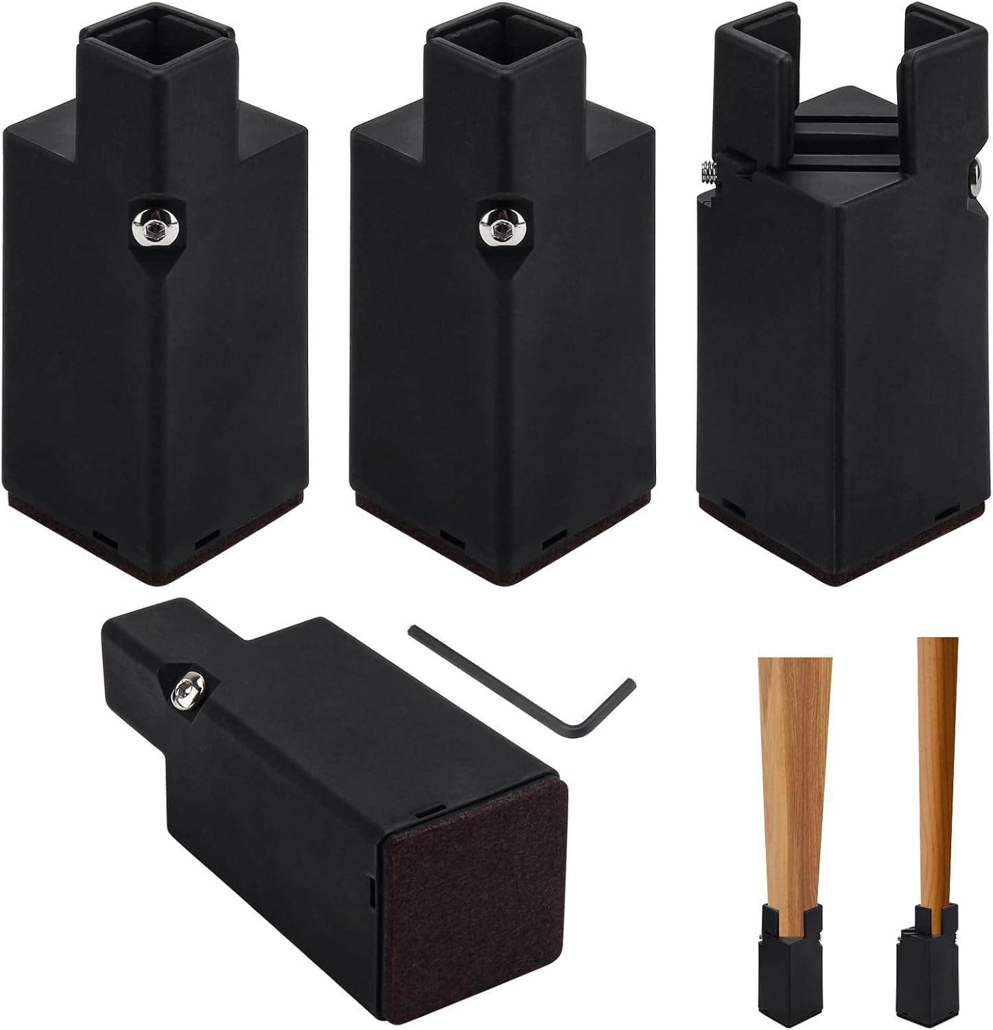 Catcan Paquete de 4 elevadores de cama ajustables de 4 pulgadas, elevadores de muebles con abrazadera de tornillo ajustable, para patas de muebles,