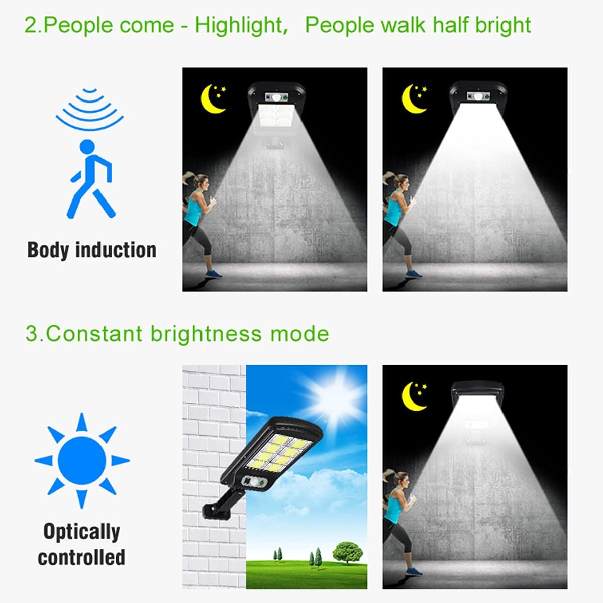 120 luces LED solares para exteriores, sensor de movimiento inalámbrico Ip65, control remoto, luces solares de estacionamiento, luz de pared de
