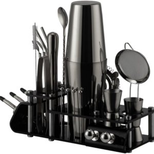 Juego de coctelera, kit de camarero, juego de cóctel de 24 piezas, kit de barman Boston, juego de coctelera para mezclar bebidas, herramientas de Juego de coctelera, kit de camarero, juego de cóctel de 24 piezas, kit de barman Boston, juego de coctelera para mezclar bebidas, herramientas de