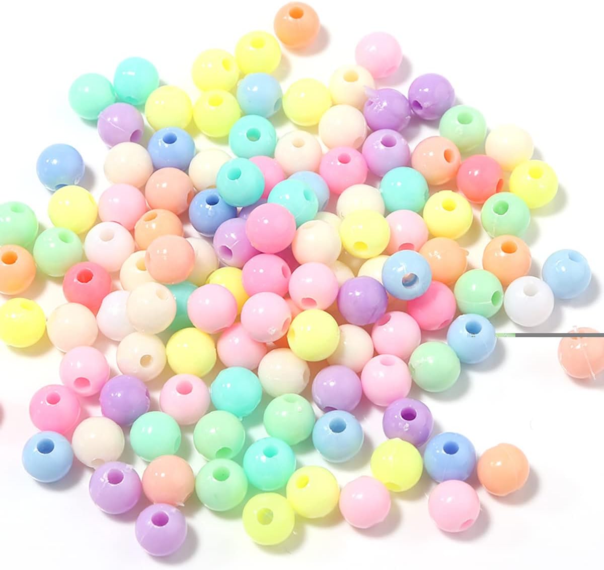 300 cuentas redondas de acrílico de color macarrón de 0.315in para hacer joyas, cuentas de plástico de colores mixtos al azar para hacer pulseras,
