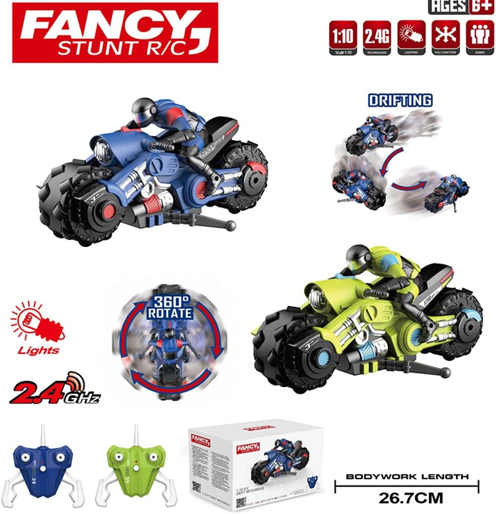Liberty Imports Vehículo de carreras de bicicleta de deriva con control remoto de motocicleta RC de 2.4Ghz – 110 RC ciclón de alta velocidad y