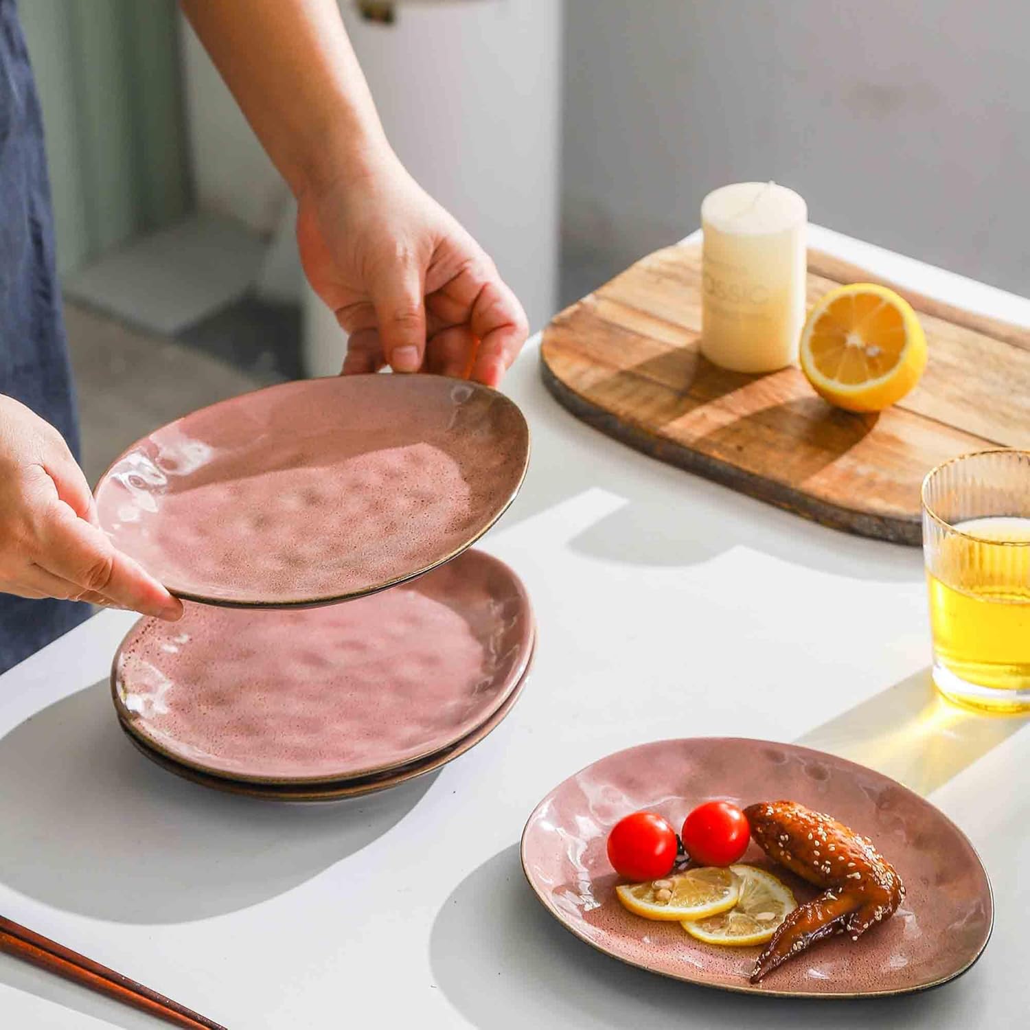 UNICASA Aperitivo pequeño, platos de ensalada, postre de cerámica, platos para aperitivos, platos de cocina de cerámica, platos para tartas de boda,