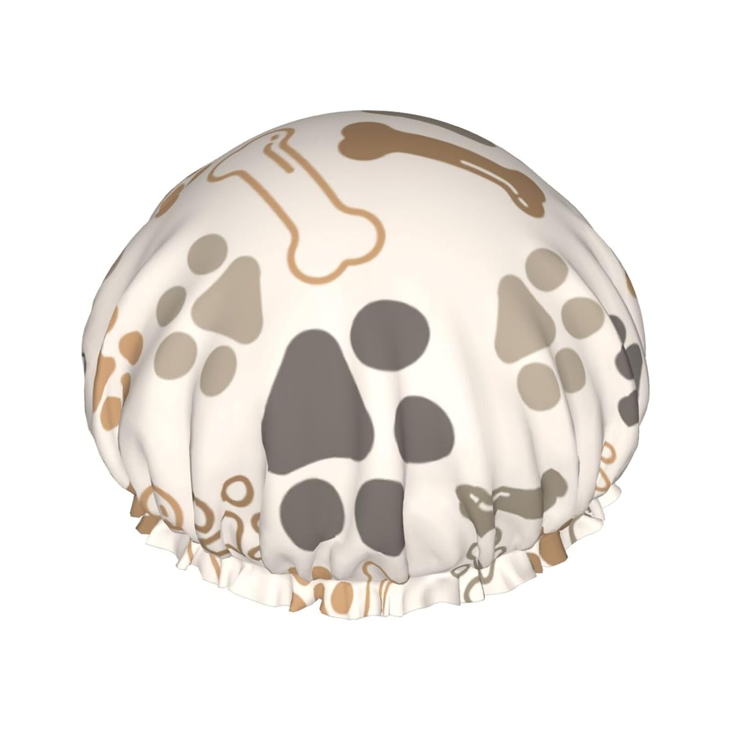 Gorro de ducha grande con estampado de patas de perro y gato para mujeres y hombres, gorro de ducha reutilizable impermeable para trenzas y pelo