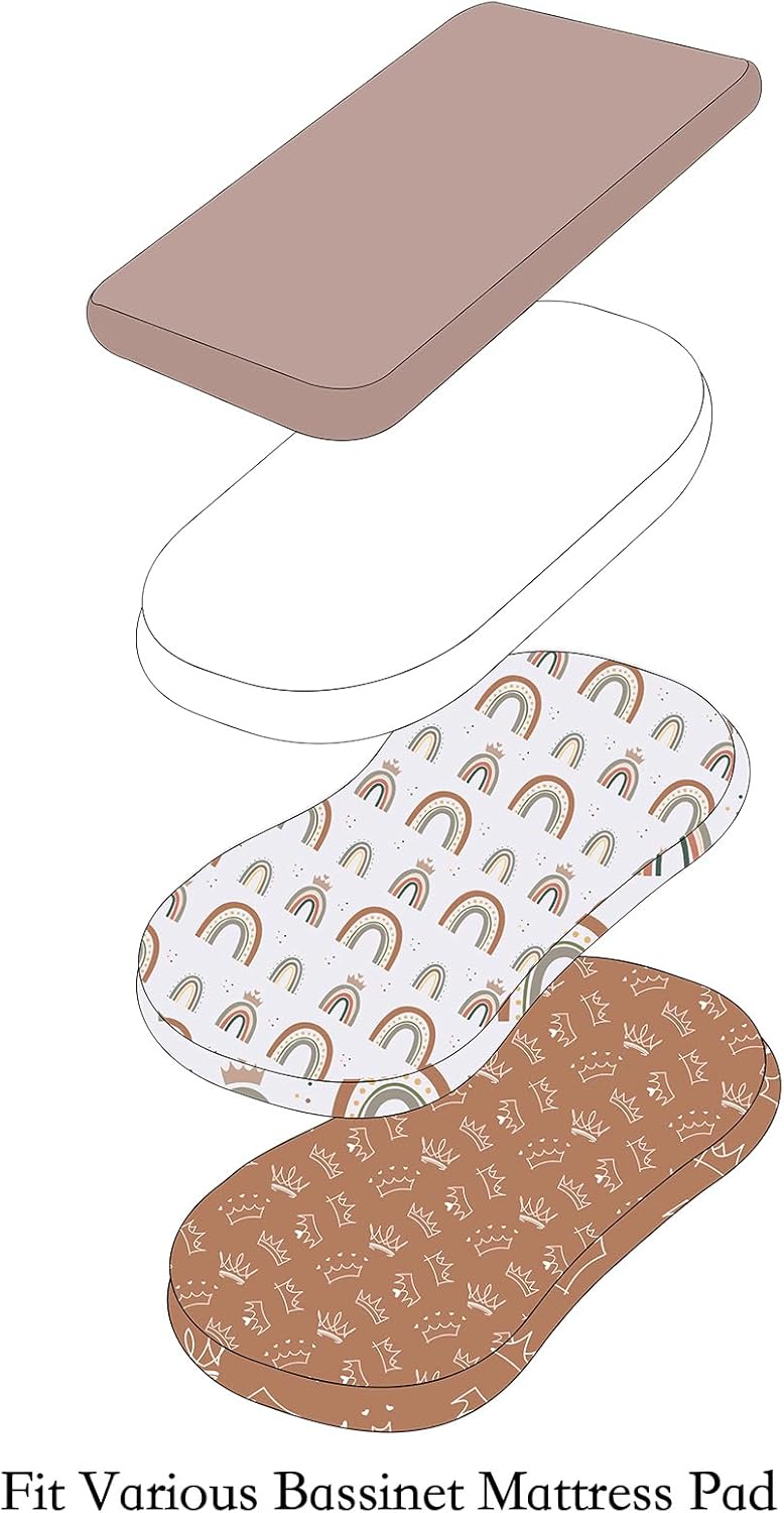 AMROSE Paquete de 4 sábanas de moisés suaves y celestiales para bebé niña, ajuste universal para varios colchones de cuna y moisés, suave microfibra