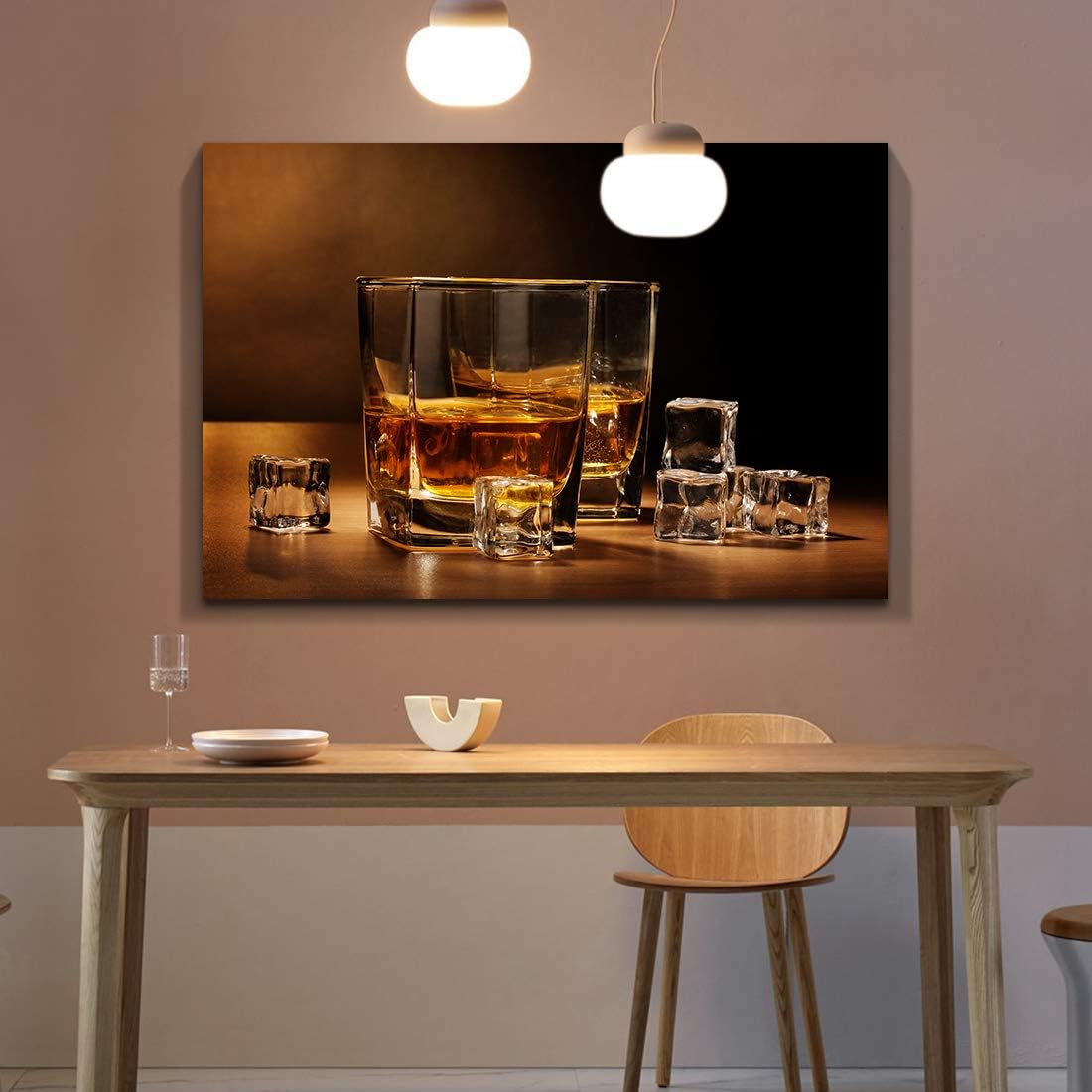 Denozer – Impresiones en lienzo de whisky de vino, arte de pared, pinturas de bodegones de licor para cocina, bar, pub, decoración del hogar, lienzo