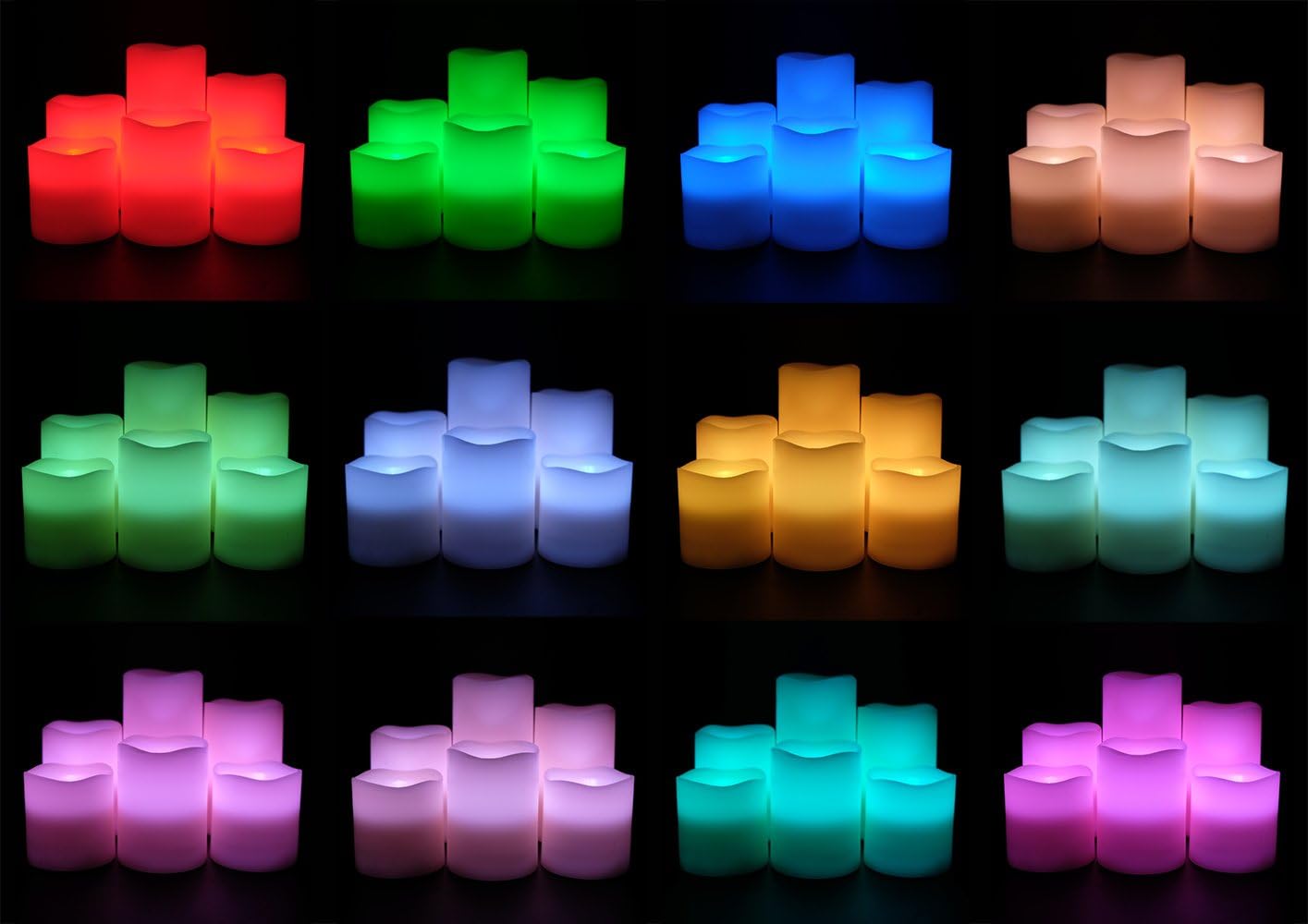 DRomance Velas parpadeantes sin llama que cambian de color con temporizador remoto de 18 teclas, juego de 6 velas LED de cera real que funcionan con