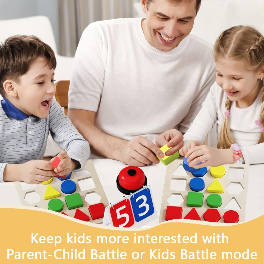 Juego de rompecabezas Montessori Montessori de madera para niños pequeños con marcador, campana y tarjetas para niños de 3, 4, 5, 6 años (para 2
