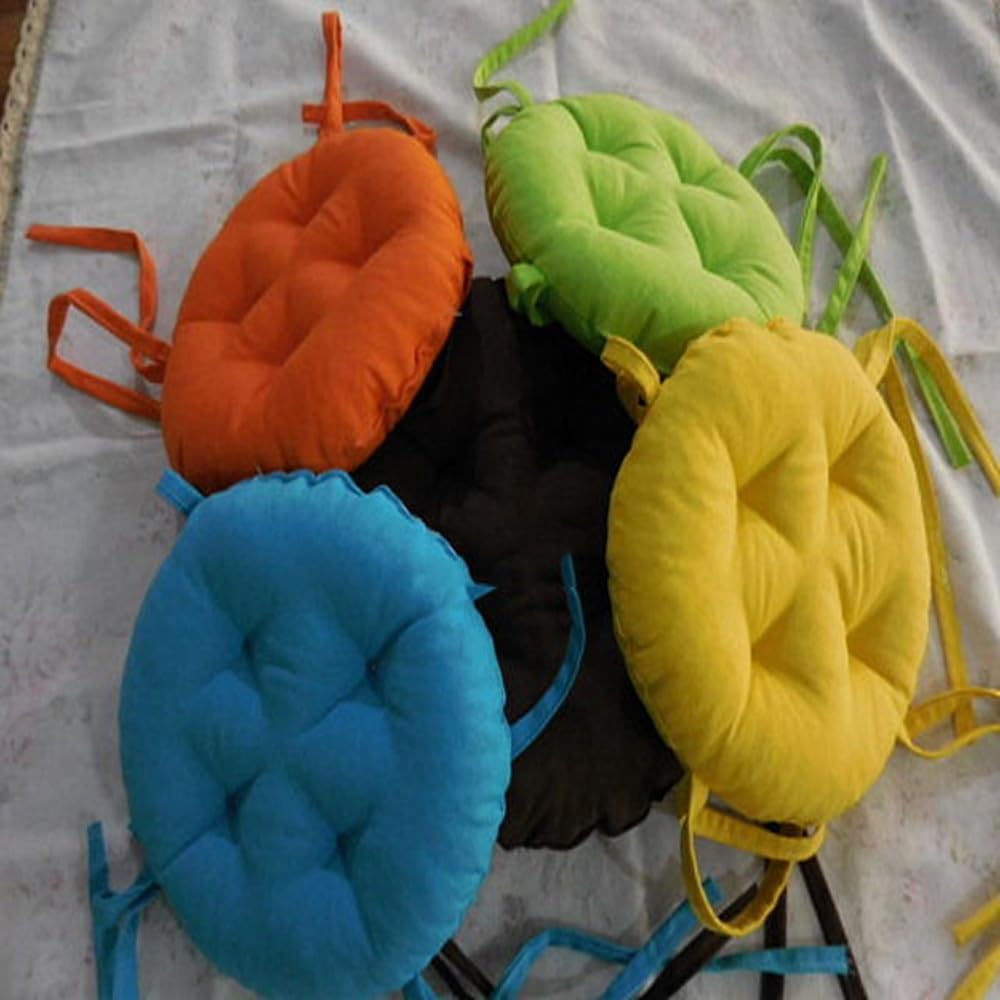 Cojines de asiento redondos para exteriores con lazos, almohadillas para sillas de pana súper suaves, antideslizantes, herramienta para silla