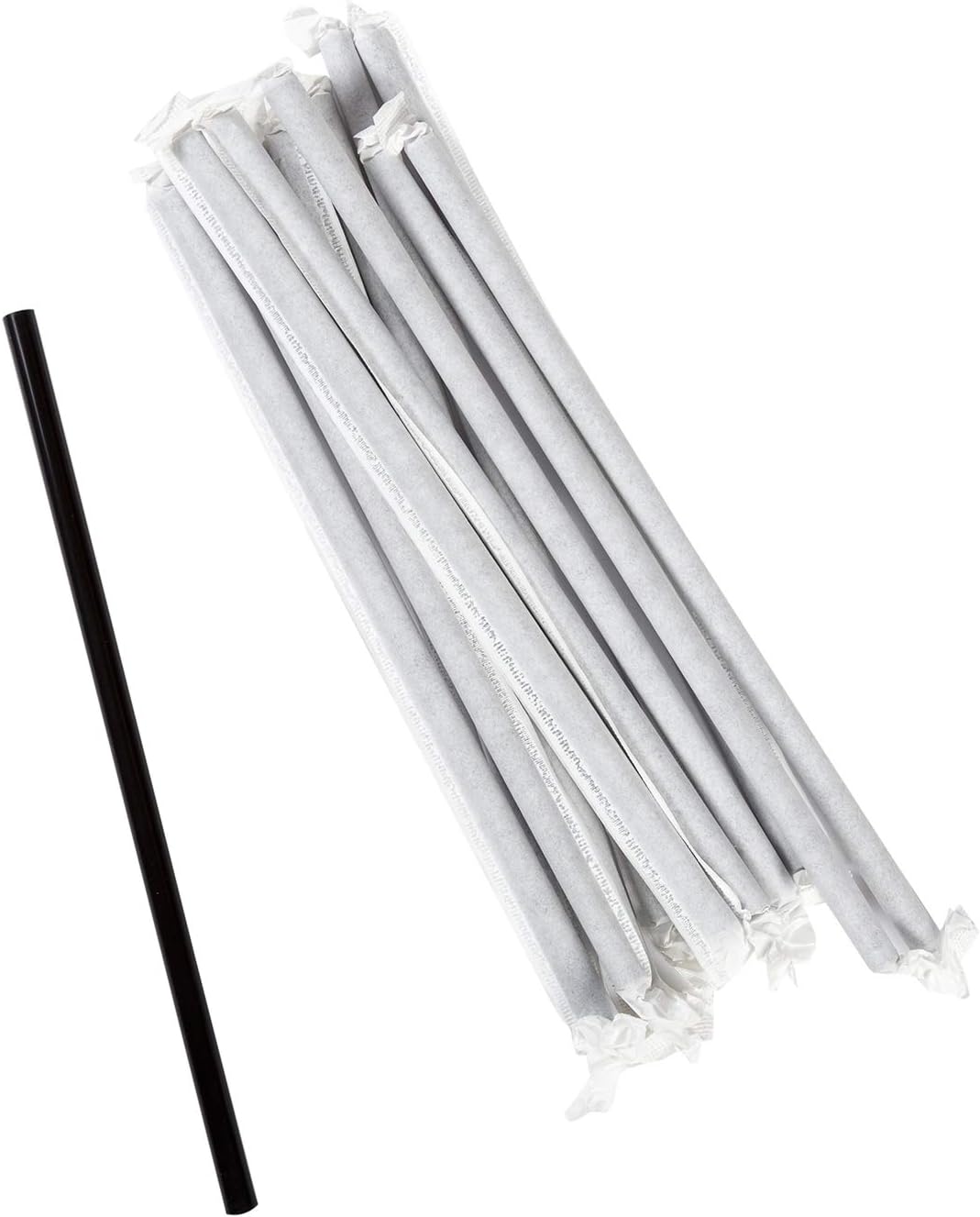 AmerCare Pajitas envueltas en papel negro gigante de 7.75 pulgadas, caja de 7200