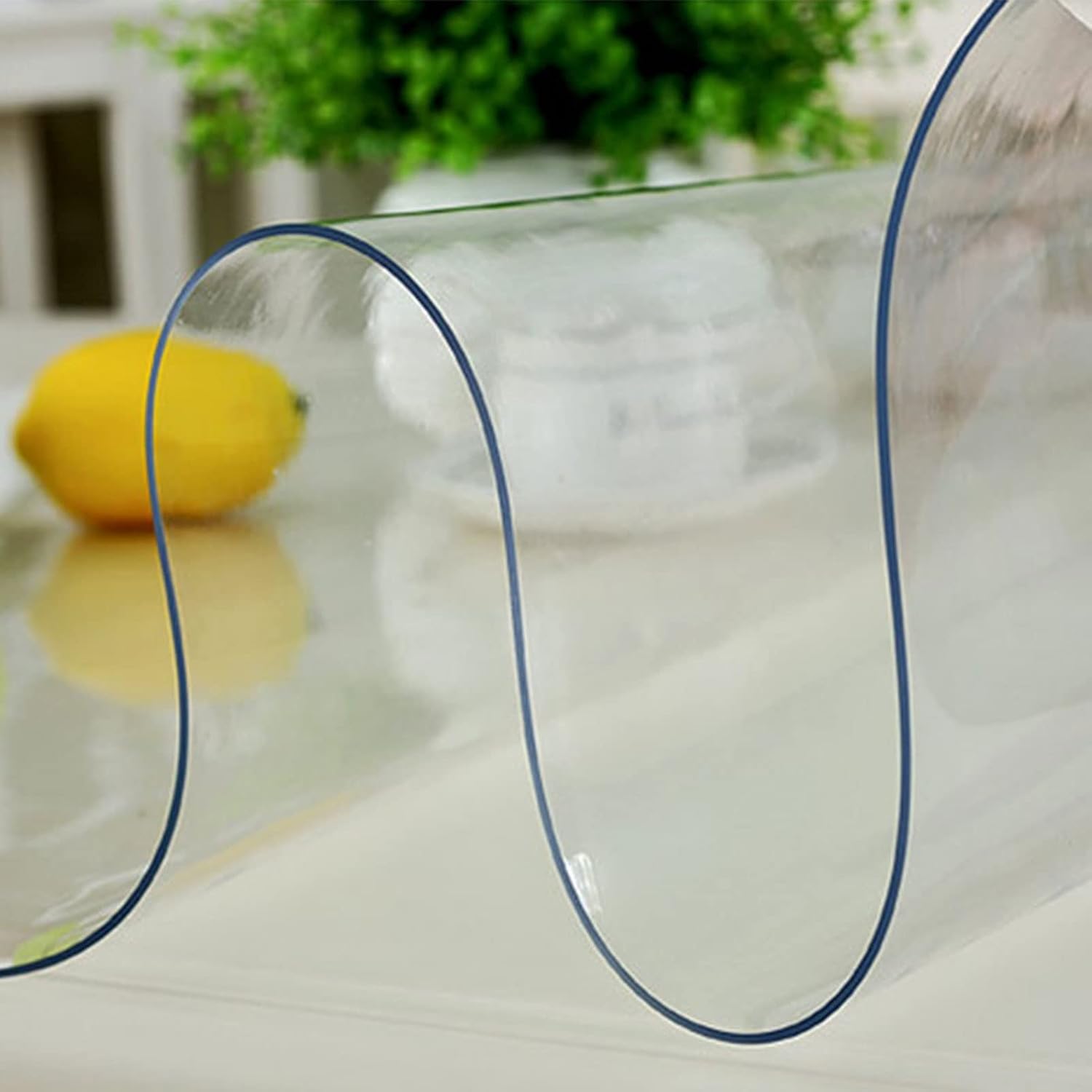 Mantel transparente, protector de mesa de plástico PVC de 0.079in de grosor, protector de mesa, transparente para escritorio, mesa de café, encimera