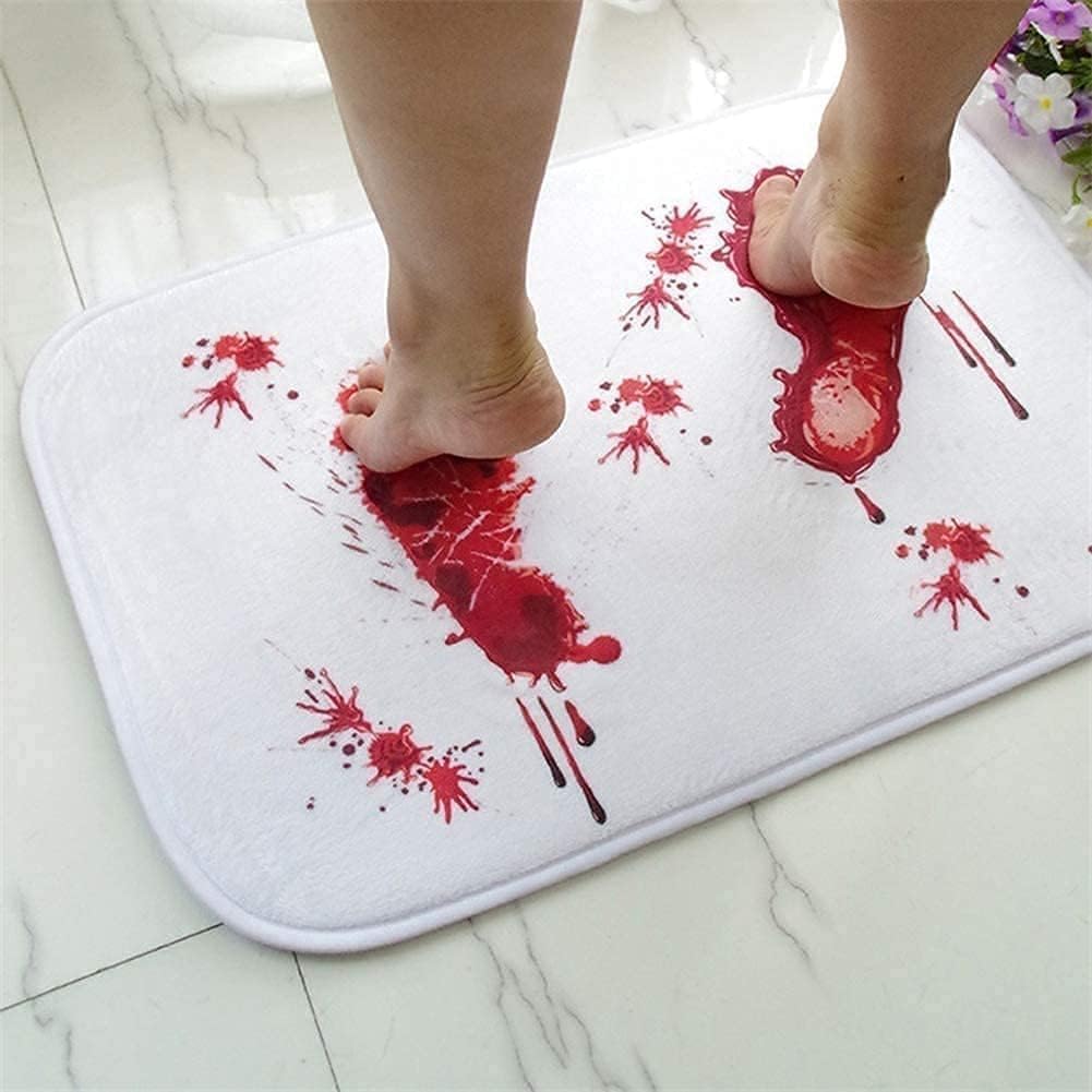 Alfombra de baño de Halloween, tapete de baño de sangre de broma, tapete de color de color cuando está mojado, antideslizante, decoración de