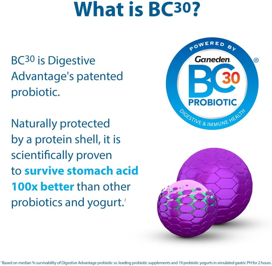 Digestive Advantage Gomitas probióticas previenen gases ocasionales, hinchazón y diarrea para la salud digestiva e inmunológica, 60 unidades
