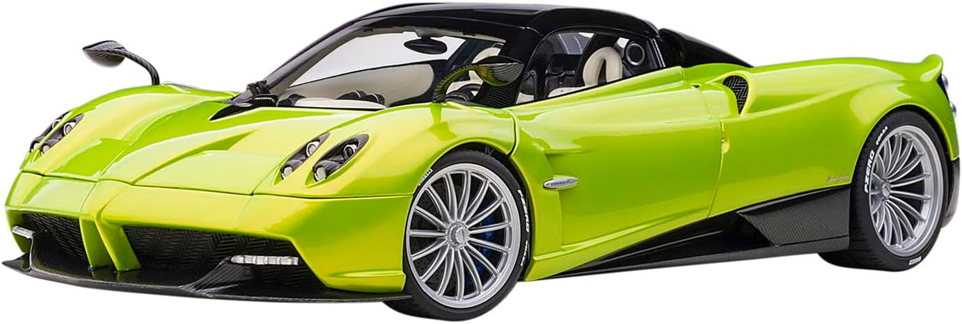 Pagani Huayra Roadster Verde Firenze Verde Metálico y Carbono con Equipaje Set 118 Modelo Coche por Autoart 78288