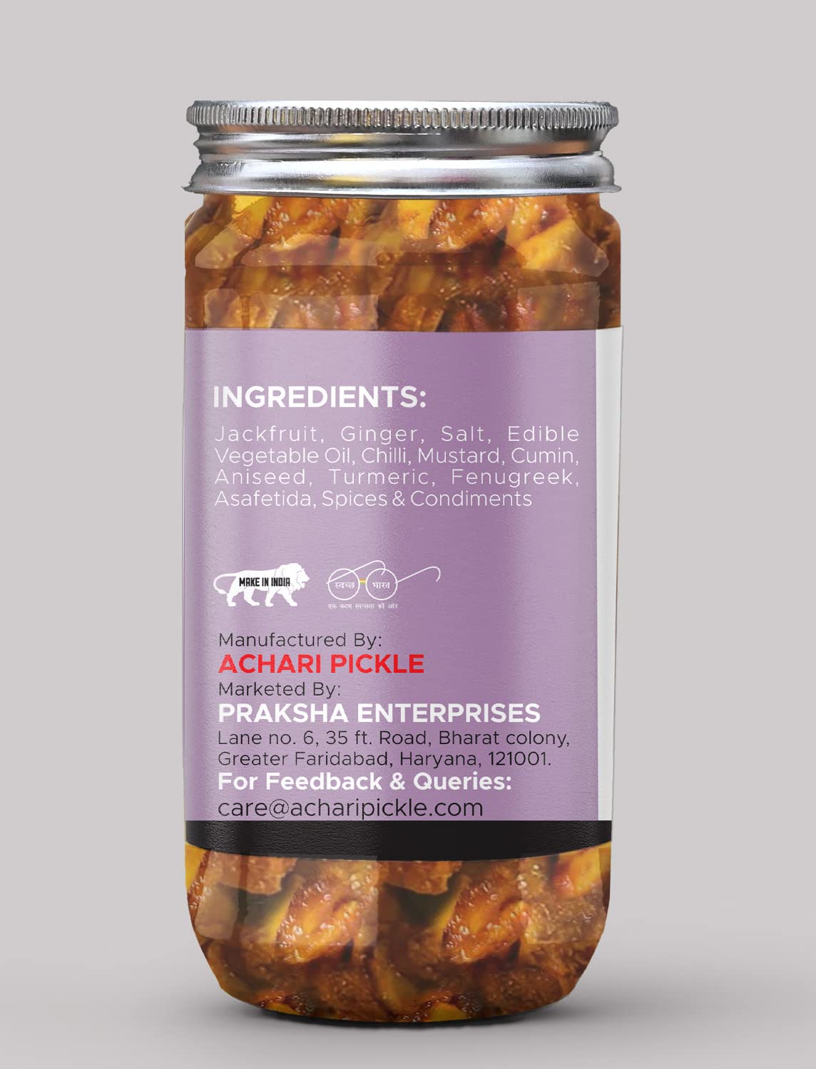 Lucknowi Kathal & Adrak Ka Achar I Encurtido Sabroso Achar Casero (400 gm) Jaca y Pepinillo de jengibre I Pepinillo casero y orgánico