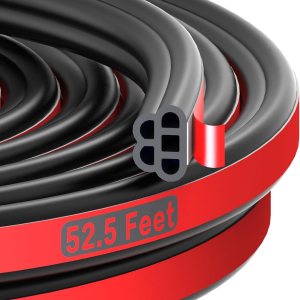 Tira de goma universal para puerta de automóvil, autoadhesiva, insonorización, doble capa, 5 agujeros, para camioneta, caravanas (52.5 pies de largo) Tira de goma universal para puerta de automóvil, autoadhesiva, insonorización, doble capa, 5 agujeros, para camioneta, caravanas (52.5 pies de largo)