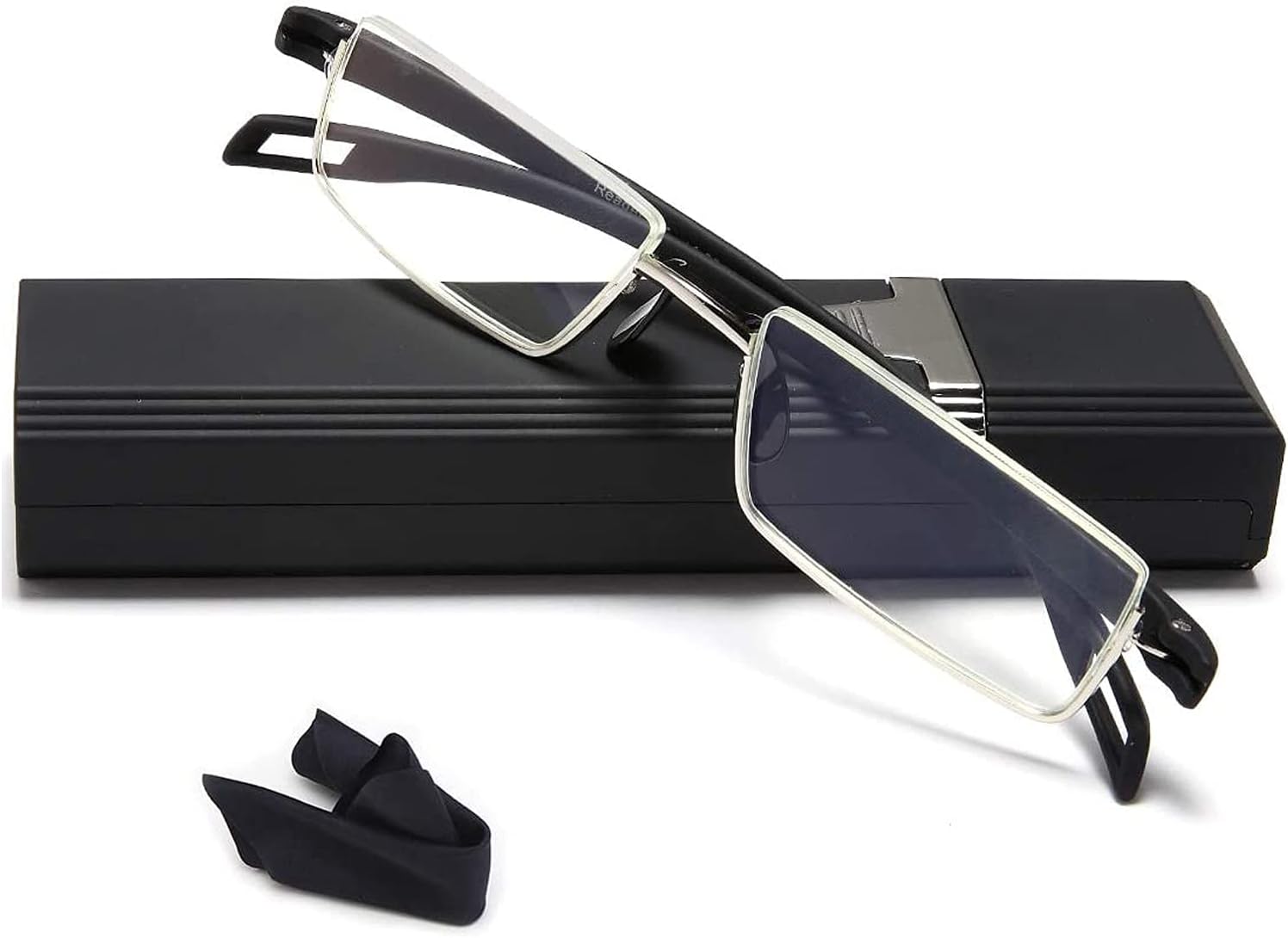 EYEURL Lentes de lectura de medio borde para computadora para hombres y mujeres +2.75 con bloqueo de luz azul, lentes de calidad ligera
