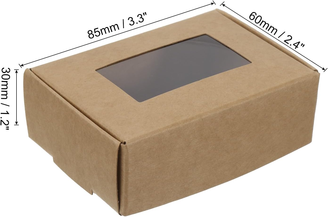 PATIKIL Caja de jabón de papel de 3.5 x 2.5 x 1 pulgadas con ventana, paquete de 30 cajas de jabón caseras rectangulares para regalos de cumpleaños,