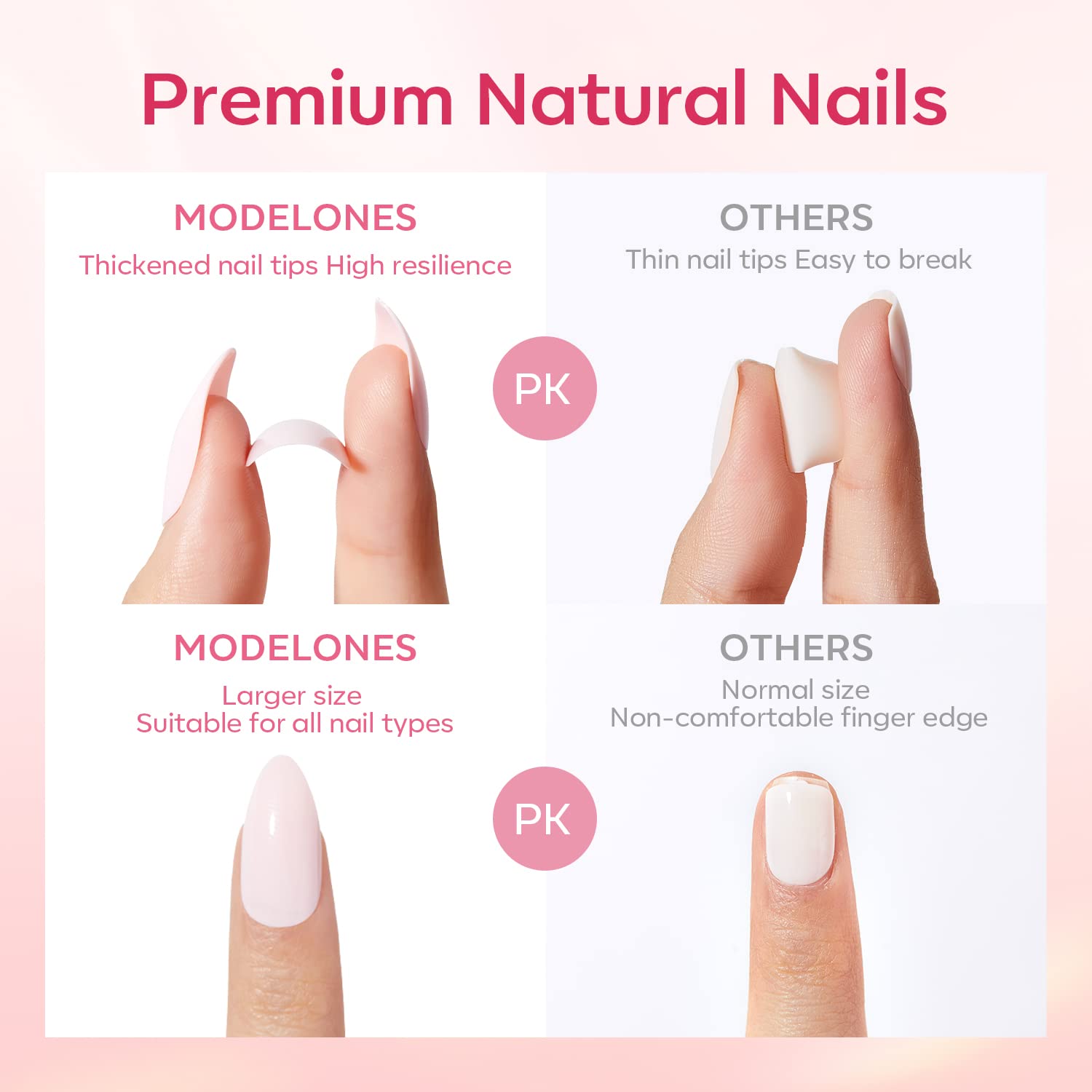 Modelones Uñas cortas a presión, uñas cuadradas a presión con pegamento de uñas, uñas blancas a presión, uñas postizas reutilizables, juego de uñas