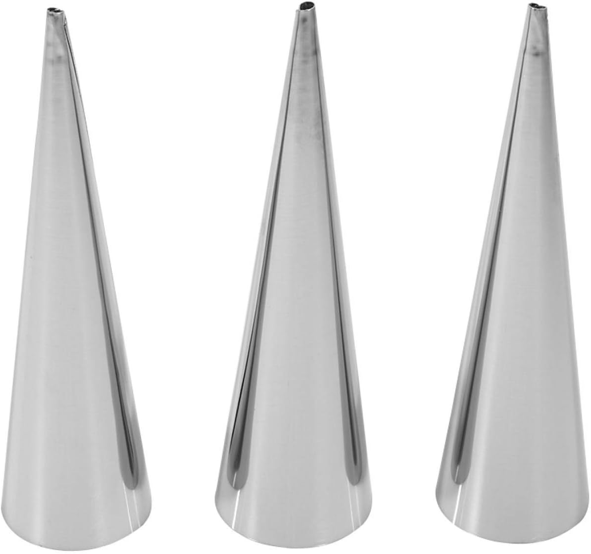 3 moldes de cuerno de crema, cono de acero inoxidable para hornear, tubos de canoli de postre antiadherentes para cocina casera (grande)