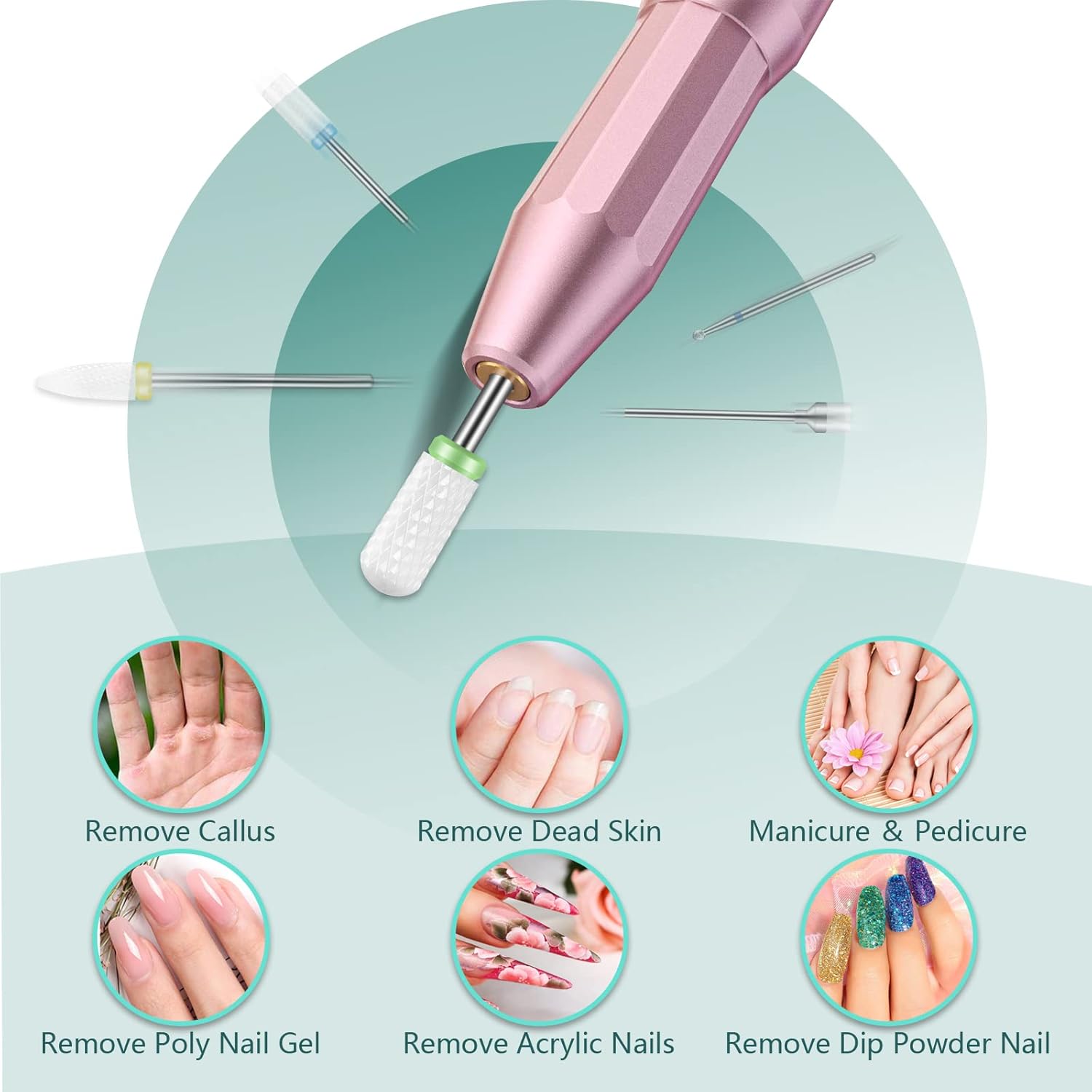 Depvko – Juego de 10 brocas profesionales de cerámica para uñas, brocas de 332 pulgadas para uñas, rebabas rotativas para manicura, pedicura,