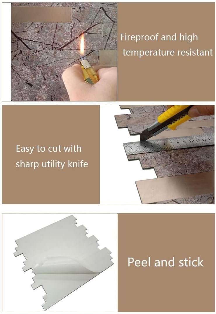 XUANINY 10 hojas de azulejos metálicos para salpicaduras en muro, autoadhesivas, aluminio 3D, paneles de pared para cocina, baño, dormitorio, sala