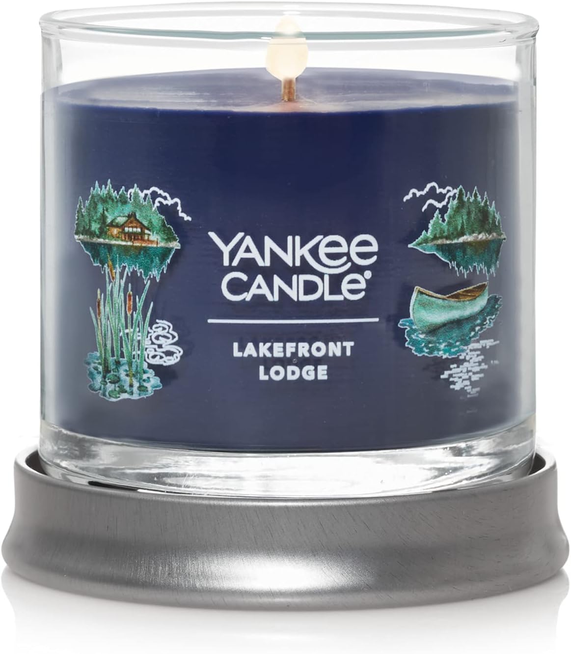 Yankee Candle – Vela en vaso pequeño con aroma Cabaña frente al Lago de la colección Signature