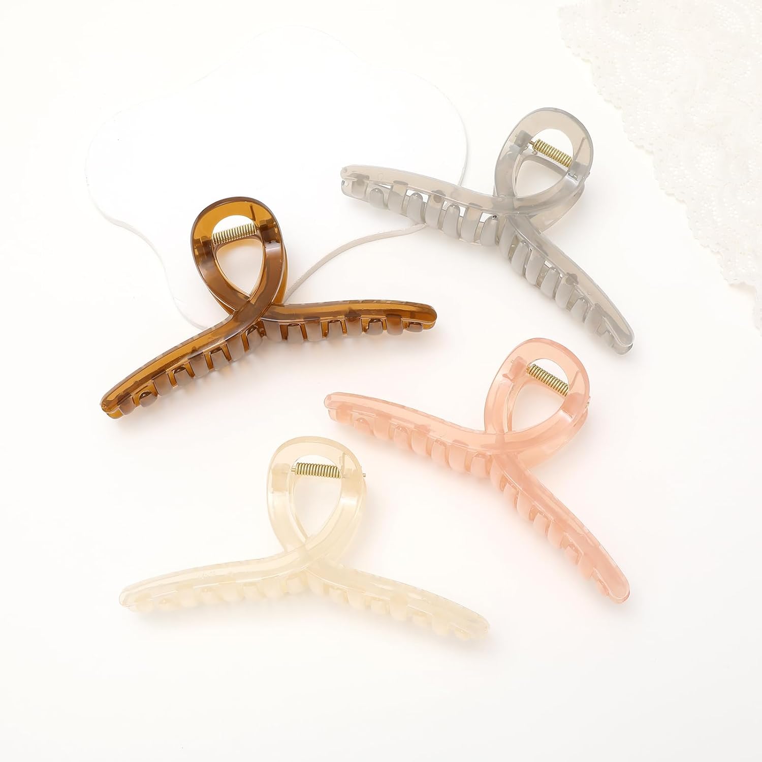 Paquete de 4 pinzas para el cabello extra grandes, pinzas de garra extra grandes de 6 pulgadas para cabello grueso y cabello largo, pinzas de