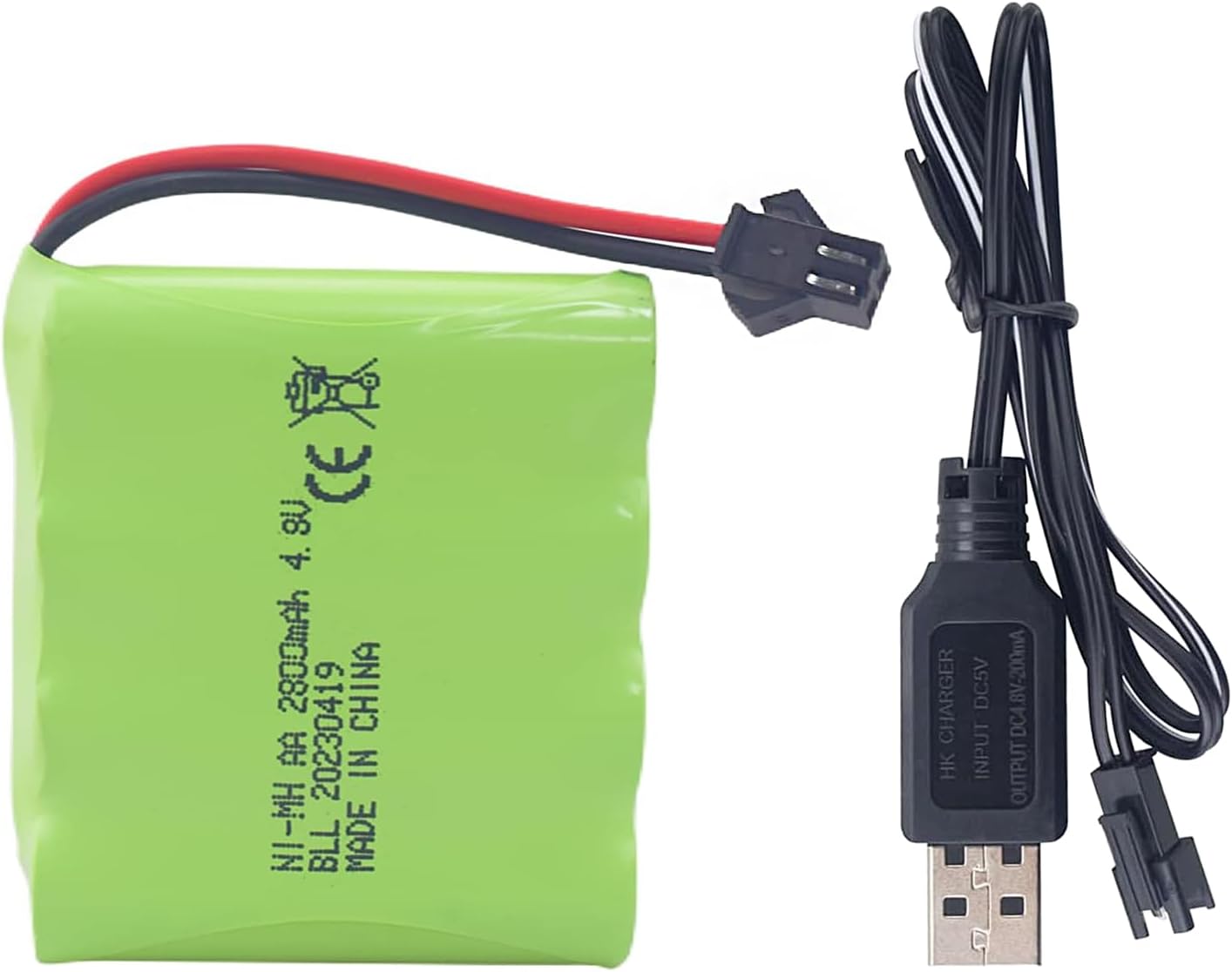 PUOO Batería recargable AA de 4.8 V 2800 mAh con enchufe SM-2P y cable de carga USB para SY-E511 RC Excavadora Camión Ingeniería Vehículo E562 TD141