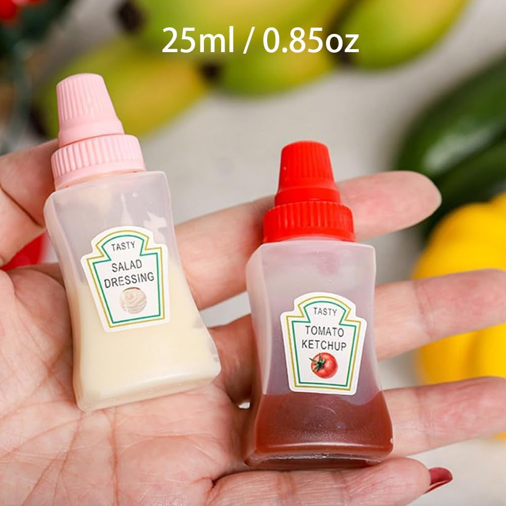 8 botellas exprimibles de salsa de tomate de 0.85 onzas  0.8 fl oz de miel y mostaza, aderezo de ensalada, salsa de soja, contenedor de salsa de